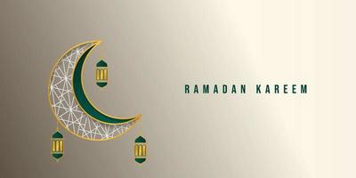 half moon with lantern vector illustration. Ramadan Kareem background design.