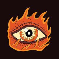 ilustración dibujada a mano de ojos ardientes para tatuajes, diseños de camisetas, pegatinas, etc. vector gratuito