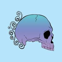 skull with floral hand drawn illustration free vector