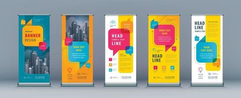 Abstract Colorful Speech Bubble Business Roll Up Set. Standee Banner Template Design. vector