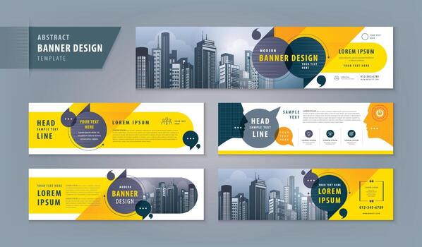 Abstract talk bubble banner design web template Set,Horizontal Header web banner. Modern cover header vector