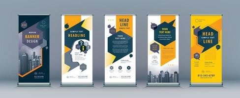 Business Roll Up Set. Speech bubble Standee Banner Template Design vector