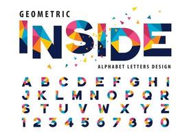 Abstract Geometric Alphabet Letters and numbers, Modern Colorful Triangle Letter vector