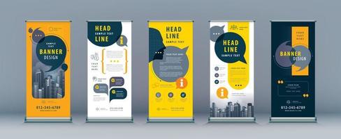 Abstract Speech Bubble Business Standee Roll Up Set. Banner Template Design. vector