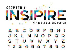 Modern Colorful Triangle Light Letter fonts, Abstract Geometric Alphabet Letters and numbers vector