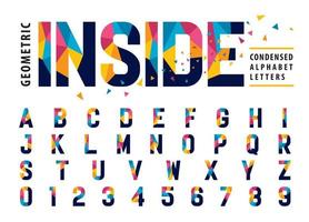 Abstract Geometric Condensed Alphabet Letters and numbers, Modern Colorful Triangle Letter vector