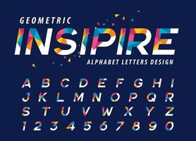 Geometric italic Alphabet Letters and numbers, Modern Colorful Triangle Light Letter fonts vector