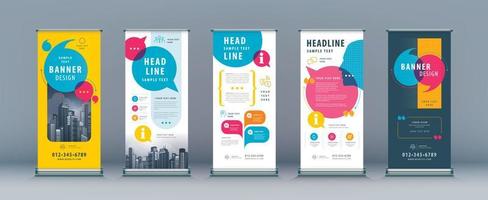 Corlorful Speech bubble Business Roll Up Set. Standee Banner Template Design. vector