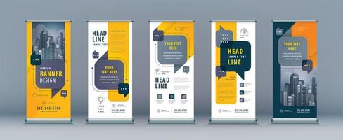 Banner Template Design. Abstract Speech talk Business Standee Roll Up Set. vector