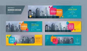 Colorful talk bubble Cover web banner template design Set, Horizontal header web banner. vector