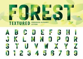 Condensed  Leaves Texture Alphabet Letters and numbers, Modern palm leaf Letter vector