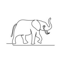 Drawing of one continuous line of elephant animal. Continuous line drawing of elephant animal. Templates for your designs. Vector illustration