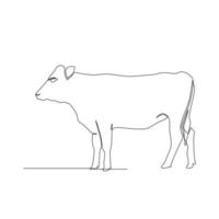 Line drawing of cow in meadow on white background. Templates for your designs. Vector illustration.