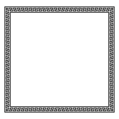 Square frame with seamless winding pattern. Meandros, decorative frames, are built from continuous lines, formed into repeated motifs. Greek fret or Greek key. Vector illustration.