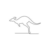 Single line drawing of a jumping kangaroo. Australian animal mascot concept for travel tourism campaign icon. Templates for your designs. Vector illustration