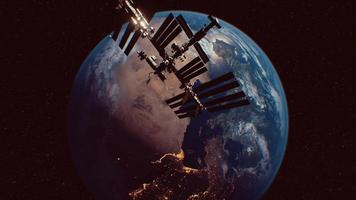 estação espacial internacional no espaço sideral sobre a órbita do planeta Terra video