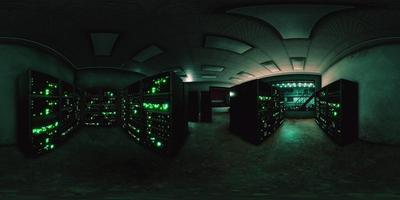 VR360 network server room with computers for digital tv ip communications video