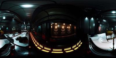 vr360 zicht op het interieur van het ruimteschip video