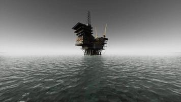 old abandoned sea rusty drilling platform video