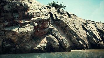 coastal view of a sand beach with cliffs video