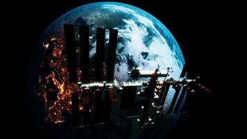 8k internationale Raumstation im Orbit der Erde. von der nasa bereitgestellte elemente video