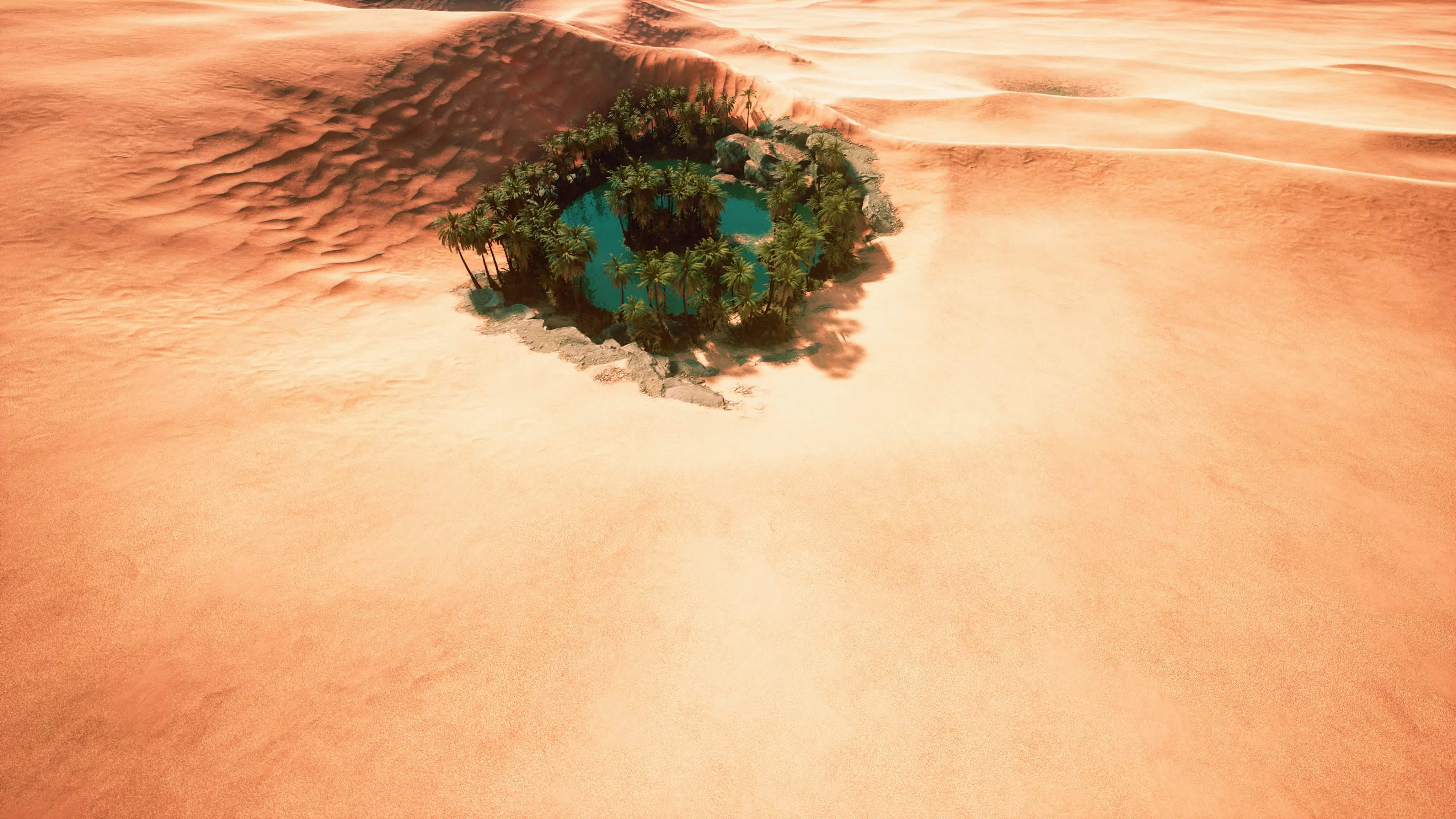 top down aerial view of oasis in desert 5645139 Stock Video at Vecteezy