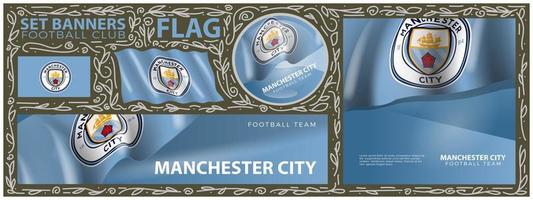 Manchester city  flag. Set of Banners. Greeting card, Banner, Flyer design vector