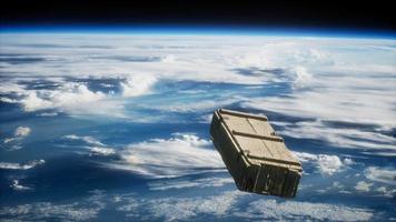 old wood box on Earth orbit video