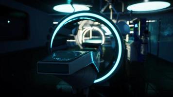 equipamentos médicos futuristas de scanner de sci fi mri no hospital video