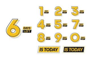 Modern days left numbers. Lines and dots design. For print or web. vector