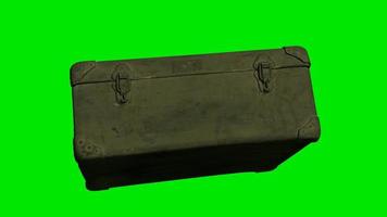 caixa de madeira para armas em fundo verde chromakey video