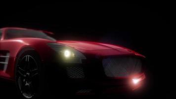 luxury sport car in dark studio with bright lights video