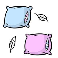 Set of pillows. Large and small object. Cartoon flat illustration. vector