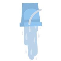 Blue bucket of water. Splash and splatter. vector