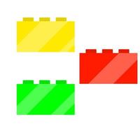 Bright cubes constructor. Red, green and yellow geometric square shape. vector