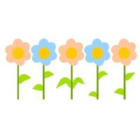 Different flowers in a row. Summer plants. vector