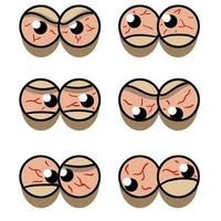 Set of red eyes with different expressions of emotions. vector