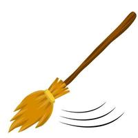Broom. Rustic item for house cleaning. element of witch. vector
