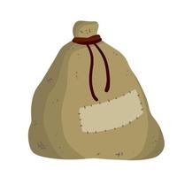 bolsa de arpillera de lona. ilustración plana de dibujos animados. elemento rústico para molino. vector