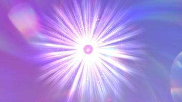 Abstract lilac background with rays and bokeh. video