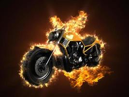 luxury chopper motorbike in fire photo