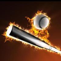 baseball bat and ball in fire photo