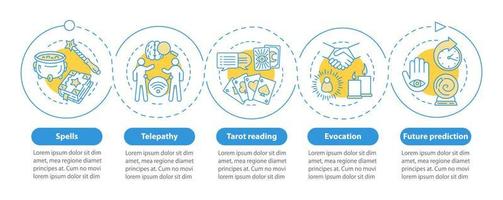 plantilla infográfica vectorial de servicios mágicos. elementos de diseño de presentación de negocios. visualización de datos con cinco pasos y opciones. gráfico de línea de tiempo del proceso. diseño de flujo de trabajo con iconos lineales vector