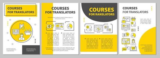 Courses for translators brochure template layout. Interpretation. Flyer, booklet, leaflet print design with linear illustrations. Vector page layouts for magazines, annual reports, advertising posters