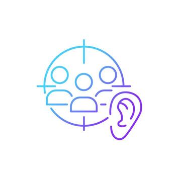Active listening gradient linear vector icon. Develop empathy. Online communication. Show understanding in digital age. Thin line color symbol. Modern style pictogram. Vector isolated outline drawing