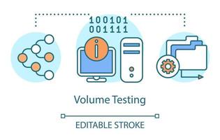 Volume testing concept icon. Examine program sound idea thin line illustration. Software testing process. Indicating issues and problems. Vector isolated outline drawing. Editable stroke