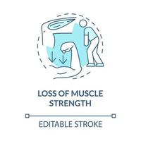 Loss of the muscle strenght blue concept icon. Muscular weakness. Problem with health. Physiotherapy abstract idea thin line illustration. Vector isolated outline color drawing. Editable stroke