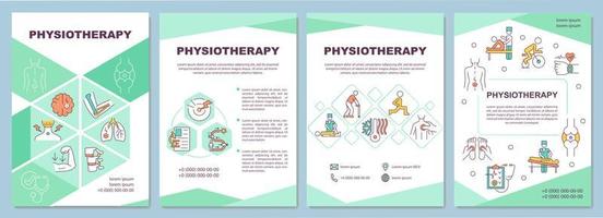 Physical therapy brochure template. Health care. Flyer, booklet, leaflet print, cover design with linear icons. Vector layouts for presentation, annual reports, advertisement pages