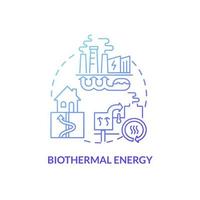 Biothermal energy blue gradient concept icon. Organic materials composting energy abstract idea thin line illustration. Isolated outline drawing. Roboto-Medium, Myriad Pro-Bold fonts used vector