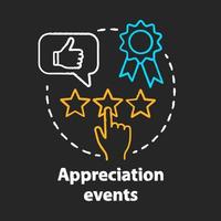 Appreciation events chalk concept icon. Customer experience idea. Feedback collecting. Clients reviews. Service awards, rating. Vector isolated chalkboard illustration